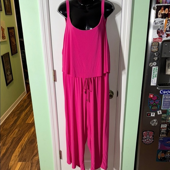 NAIF Pants - Naïf Vibrant Pink Sleeveless Wide Leg Crop Jumpsuit Romper Spring Plus Size 2X